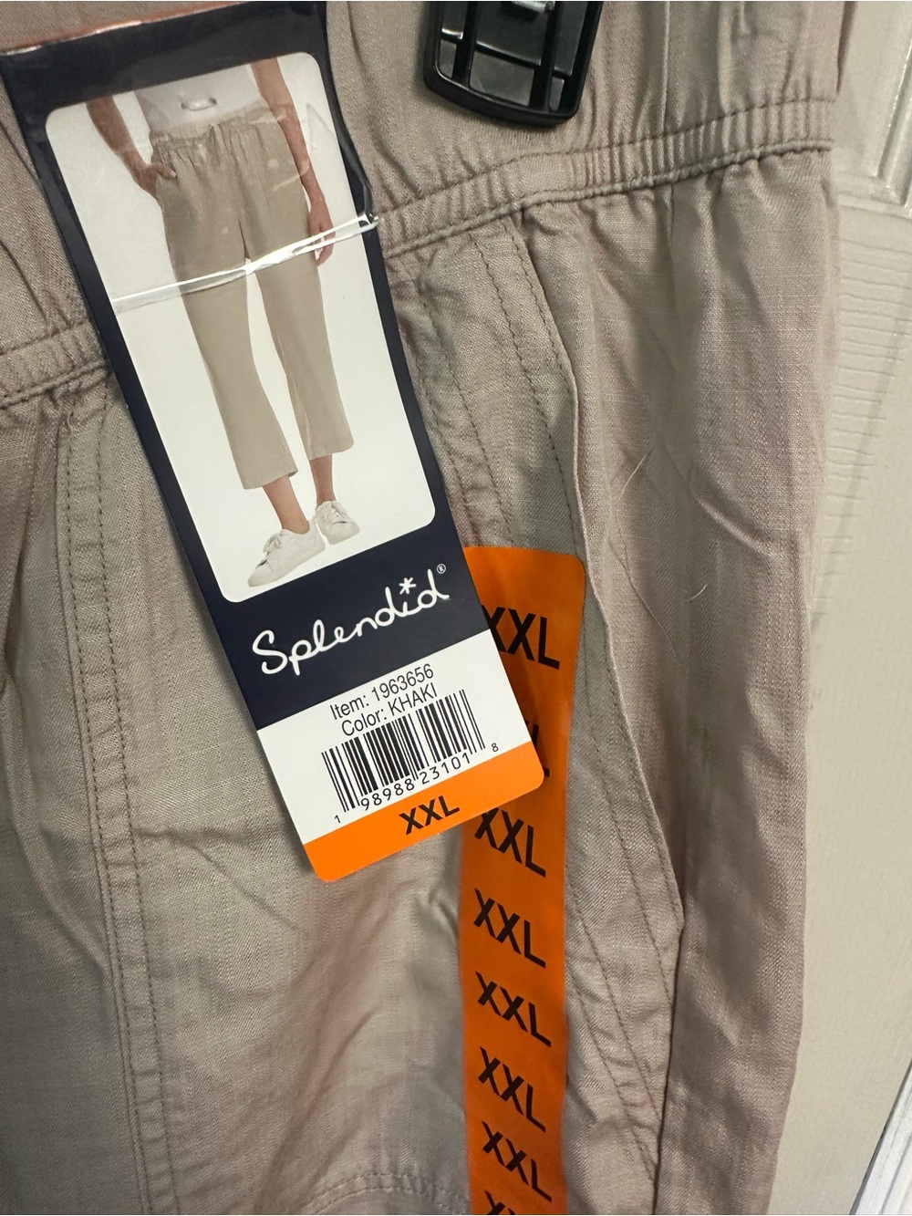 Splendid Light Khaki Cropped Elastic Waist Pants